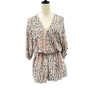 Tart NWT Bri Tiger Animal Print Neutral Cream Soft Rayon Lined Summer Romper